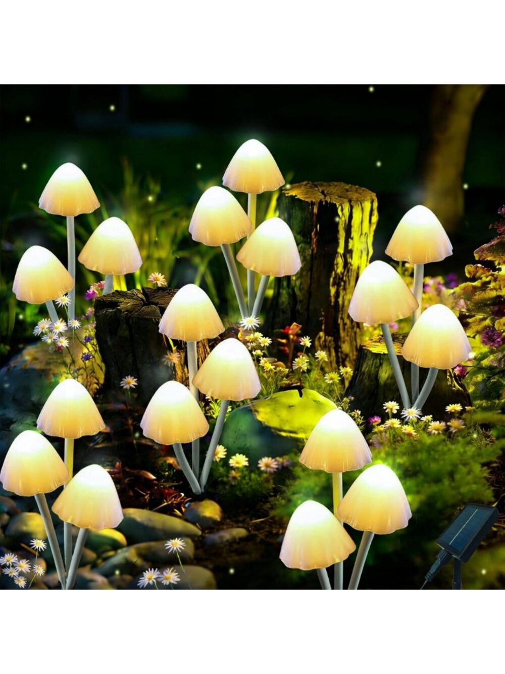 6-Pack Solar Mushroom Lights - 18 LED Garden Decor with 8 Lighting Modes for